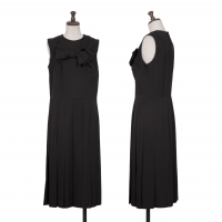  COMME des GARCONS Wool Gabardine Ribbon Switching Dress Black XS