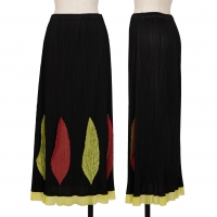  PLEATS PLEASE Leaf Design Hem Switching Skirt Black 3