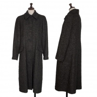  HIROKO BIS Wool Rayon Tweed Coat Black S-M
