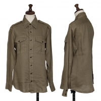  RALPH LAUREN Linen Double Pocket Military Shirt Khaki-green 9