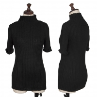  Jean-Paul GAULTIER CLASSIQUE Pocket Design Linen Knit Top (Polo Neck Jumper) Black 40