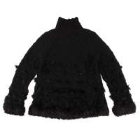  Jean-Paul GAULTIER HOMME Wool Fur Design Knit Sweater (Polo Neck Jumper) Black 48