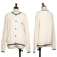  MSGM Wool Cashmere Point Embroidery Knit Cardigan Ivory S
