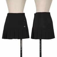  Yohji Yamamoto NOIR Hem Pleated Wool Gaba Wrap Mini Skirt Black 1
