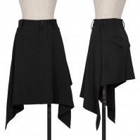  Yohji Yamamoto FEMME Front Drape Wool Gaba Skirt Black 1