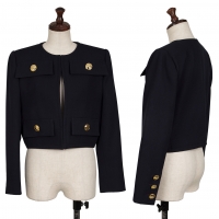  GIVENCHY Wool Pocket Design Short Jacket Navy S-M