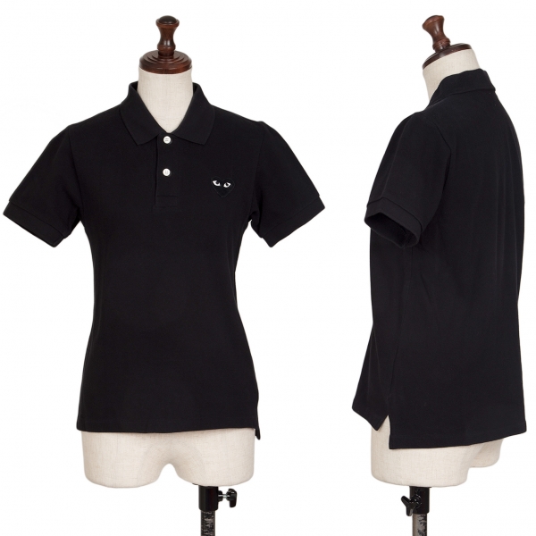プレイコムデギャルソンPLAY COMME des GARCONS 胸ハートワッペンポロシャツ 黒S