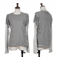  COMME des GARCONS Cotton Checker Long Sleeve T Shirt Grey XS-S