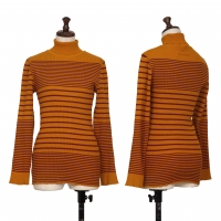 Jean-Paul GAULTIER CLASSIQUE Striped Turtle Neck Knit Sweater (Polo Neck Jumper) Orange 40