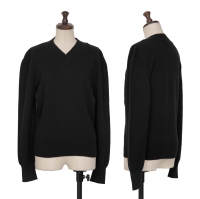  agnes b. Wool V-neck Knit Sweater (Jumper) Black 2