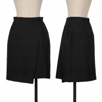  COMME des GARCONS Wool Lame Check Skirt Black M