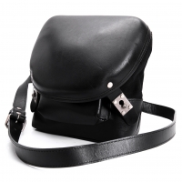  Jean-Paul GAULTIER Leather Pocket Flap Shoulder Bag Black 