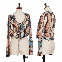  Jean-Paul GAULTIER FEMME Graphic Print Gathered Cord Cardigan Sky blue,Pink 40
