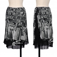  Jean-Paul GAULTIER FEMME Printed Mesh Skirt Black 40