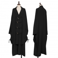  B Yohji Yamamoto FEMME Acetate Poly Toggle Button Shirt Coat Black 2