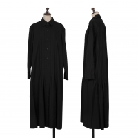  Yohji Yamamoto FEMME Pleated Long Shirt Dress Black 2