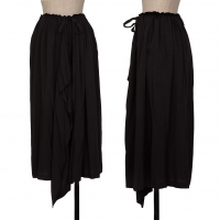  Yohji Yamamoto FEMME Rayon Asymmetry Drape Skirt Black 1