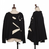  Y's Logo Cutting Alpaca Blend Wool Knit (Jumper) Black,White 2