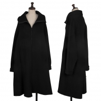  Yohji Yamamoto FEMME Wool Felt Dolman Zipper Coat Black 2