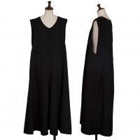  Y's Wool Gabardine Zipper Sleeveless Dress Black M-L