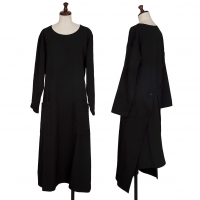  Y's Wool Gabardine Half Wrap Dress Black M-L