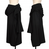  Y's Wool Pleated Design Skirt Black M