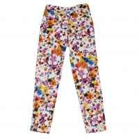  MaxMara Cotton Floral Printed Stretch Pants (Trousers) White,Multi-Color 40
