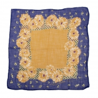  45R Dyed Floral handkerchief Blue,Brown 