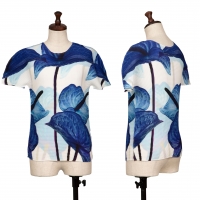  ISSEY MIYAKE me Floral Printed Stretch Pleats T Shirt Blue F