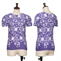  ISSEY MIYAKE me Arabesque Pattern Printed Stretch Pleats T Shirt Purple F