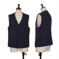  ISSEY MIYAKE HaaT Sashiko Stitched Vest (Waistcoat) Navy S-M