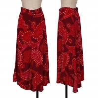  Yohji Yamamoto NOIR Silk Paisley Front Zipper Skirt Red 1