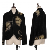  Yohji Yamamoto NOIR Velor Bleach Design Stand Collar Jacket Black 1