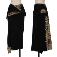  Yohji Yamamoto NOIR Velor Switching Bleach Design Skirt Black 1