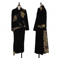  Yohji Yamamoto NOIR Velor Bleach Design Jacket & Skirt Black 1