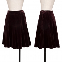  KENZO Cotton Rayon Velor Flare Skirt Bordeaux M