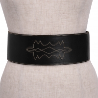  KENZO Stitch Design Leather Double Belt Black 