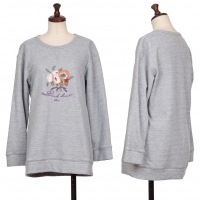  PINK HOUSE Floral Embroidery Sweatshirt Grey S-M