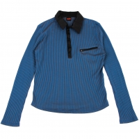  Jean Paul GAULTIER Satin Collar Rib Polo Shirt (Jumper) Blue,Black 48