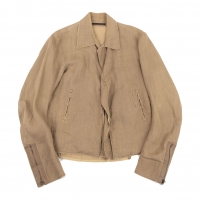  Y's for men Linen Cut-off Sleeve Zipper Jacket Beige 2