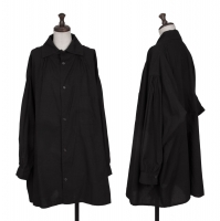  Y's Long Cotton Sleeve Gathered Design Shirt Black 1