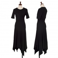  ISSEY MIYAKE Cotton Design Hem Drape Dress Black 3