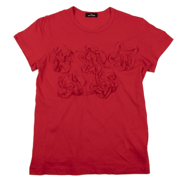 トリココムデギャルソンtricot COMME des GARCONS 製品洗いコットンフロント装飾Tシャツ 赤S位
