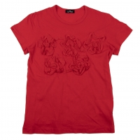  tricot COMME des GARCONS Cotton Front Decoration T Shirt Red XS-S