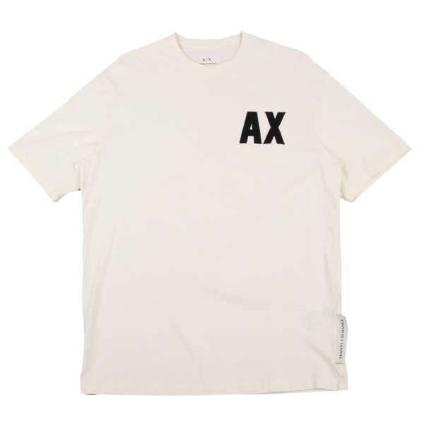 アルマーニ エクスチェンジARMANI EXCHANGE ロゴ刺繍Tシャツ オフホワイト黒XS