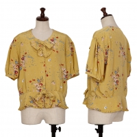  PINK HOUSE Ribbon Design Floral Printed Blouse Yellow S-M