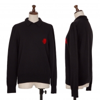  tricot COMME des GARCONS Rose Embroidery Knit Sweater (Jumper) Black S-M