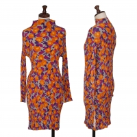  ISSEY MIYAKE Floral Printed Pleats Tunic Orange,Multi-Color 2