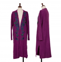  GRACE CONTINENTAL Alpaca Blend Embroidery Long Knit Cardigan Purple 36