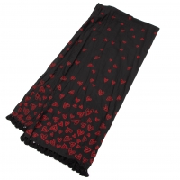  GRACE CONTINENTAL Silk Cotton Heart Embroidery Fringe Stole Black,Red 